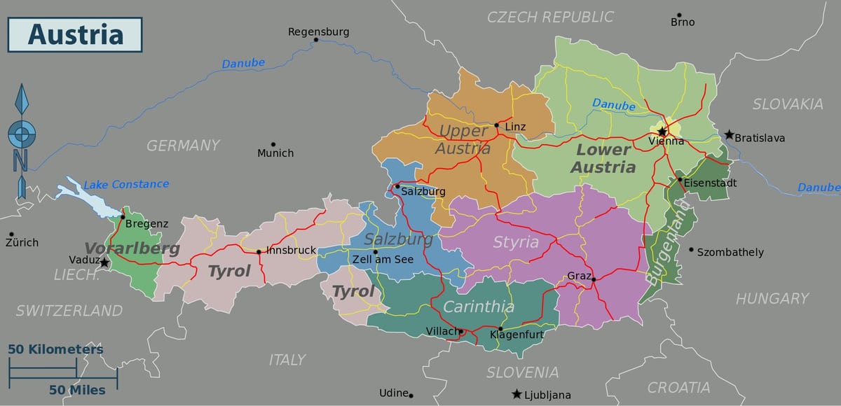 Austrija znamenitosti kartica