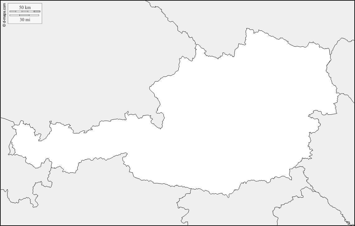 karta Austrije kartica outline