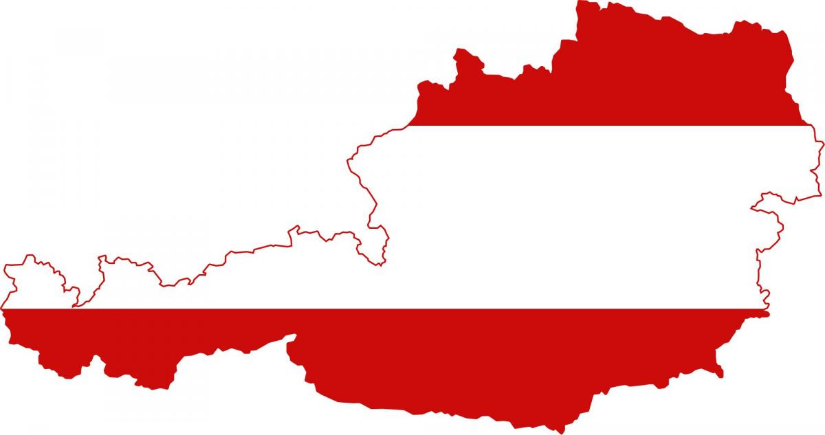 zastava Austrije na karti 