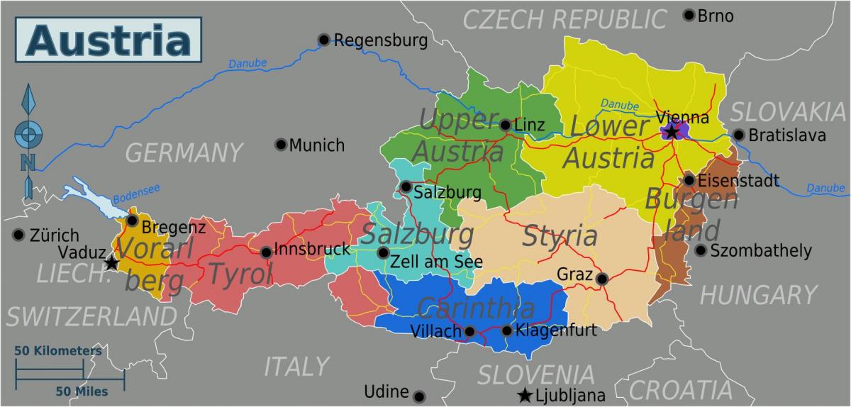 austrijskih pokrajina karti