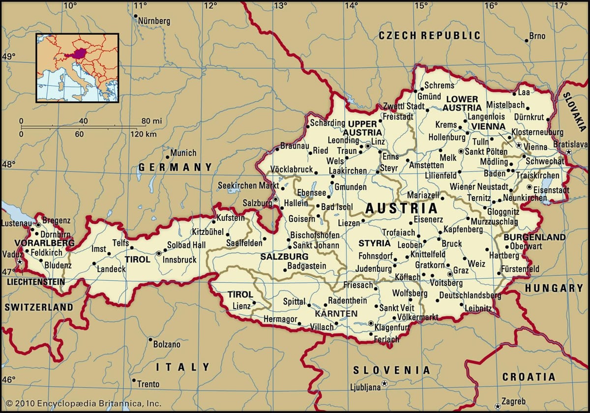 karta dvorce u Austriji