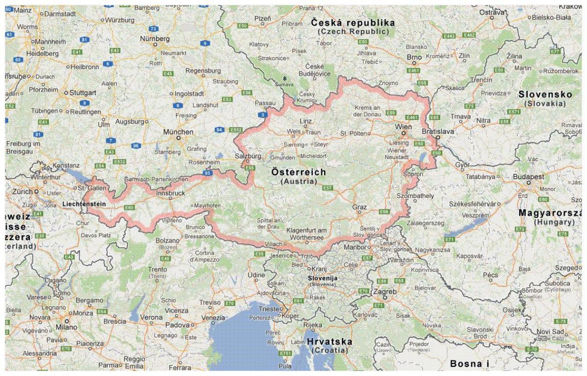 karta Austrije i susjednih zemalja