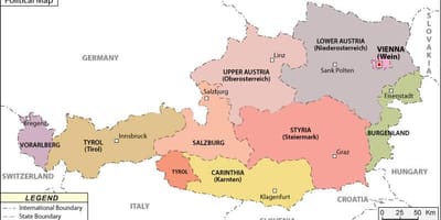 Karta Austrije političke 